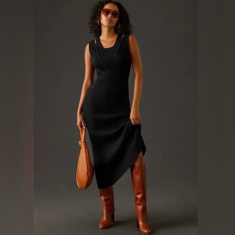 Elegant Black knit Sleeveless Dress